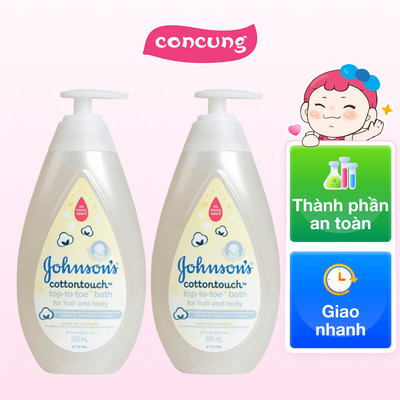 Combo 2 chai tắm gội dịu nhẹ như bông Johnson's baby cotton touch 500ml