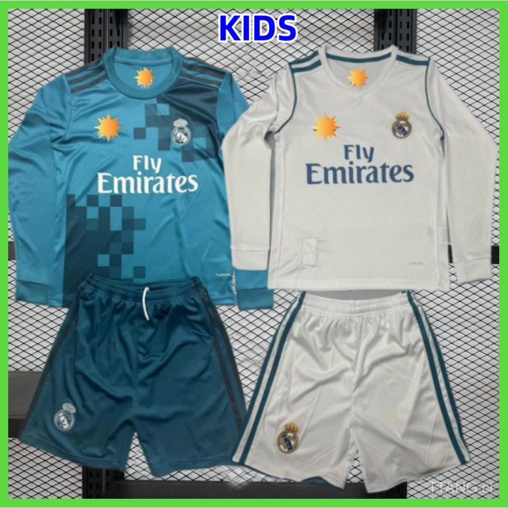 Áo Sơ Mi Dài Tay Real Madrid Retro 2017-18 Cho Bé Trai