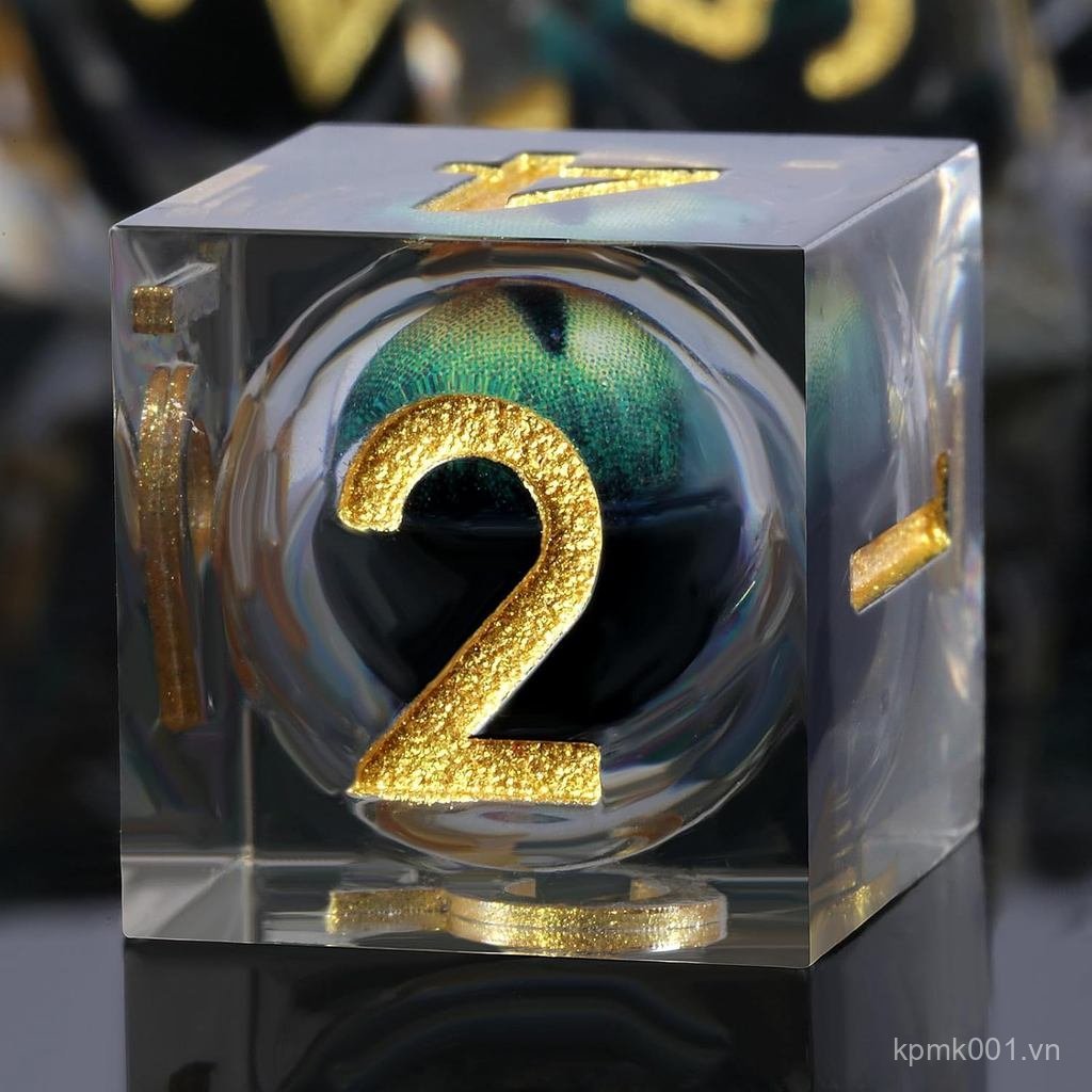 DND Eye Resin DND Dice Sharp Edge Resin D & D Die kèm hộp quà tặng cho Dungeons và Dragon Game (Mắt 