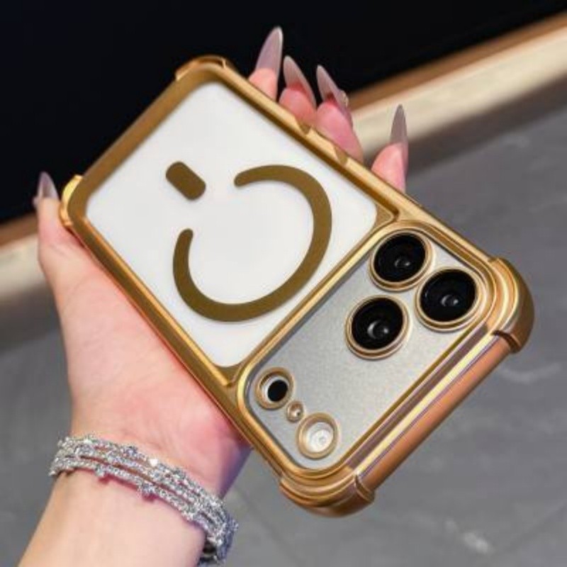 [Dành cho iPhone13-iPhone17 pro max] Túi khí bốn góc chống rơi trong suốt vỏ từ tính mờ Ống kính che