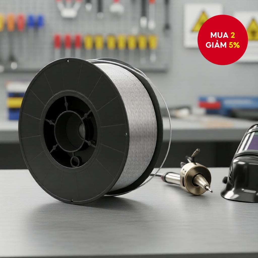 E71T-GS dây hàn MIG lõi thuốc không cần khí cho inox - 1kg, hàn tự bảo vệ.