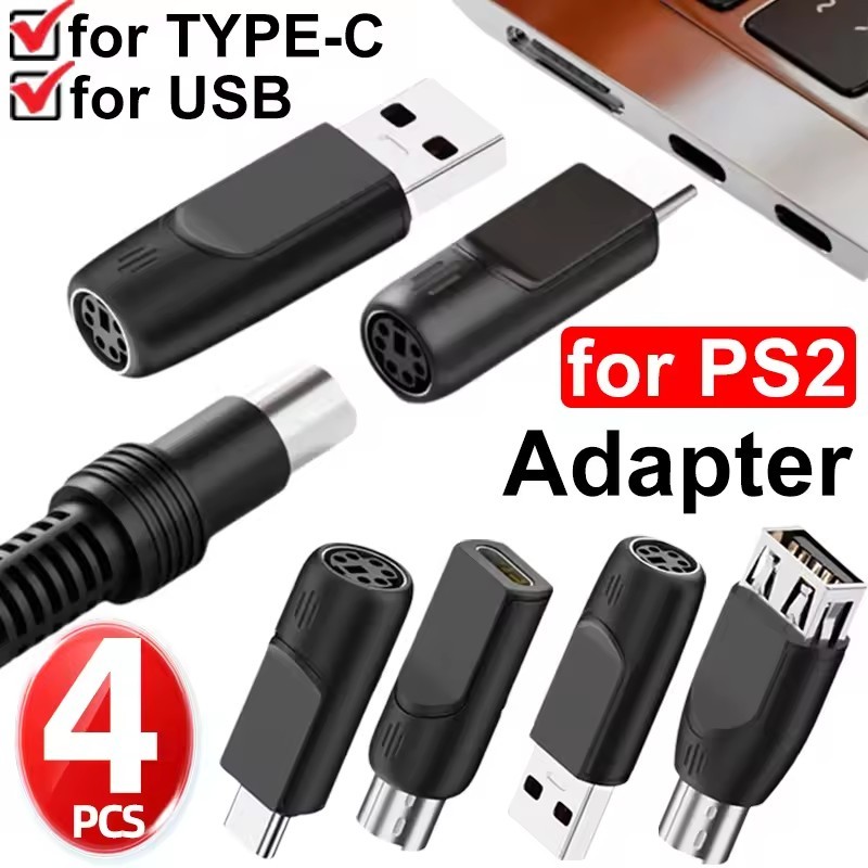 Bộ chuyển đổi tròn 6 chân USB / Type-C sang PS2 cho bàn phím & chuột - Bộ chuyển đổi USB Female / PS