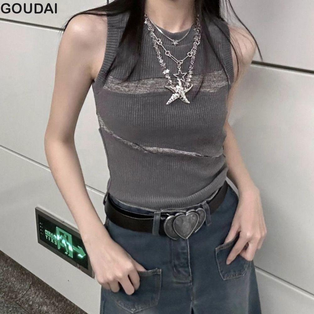 Áo Crop Top mỏng GOUDAI và Áo Vest nữ style Y2K
