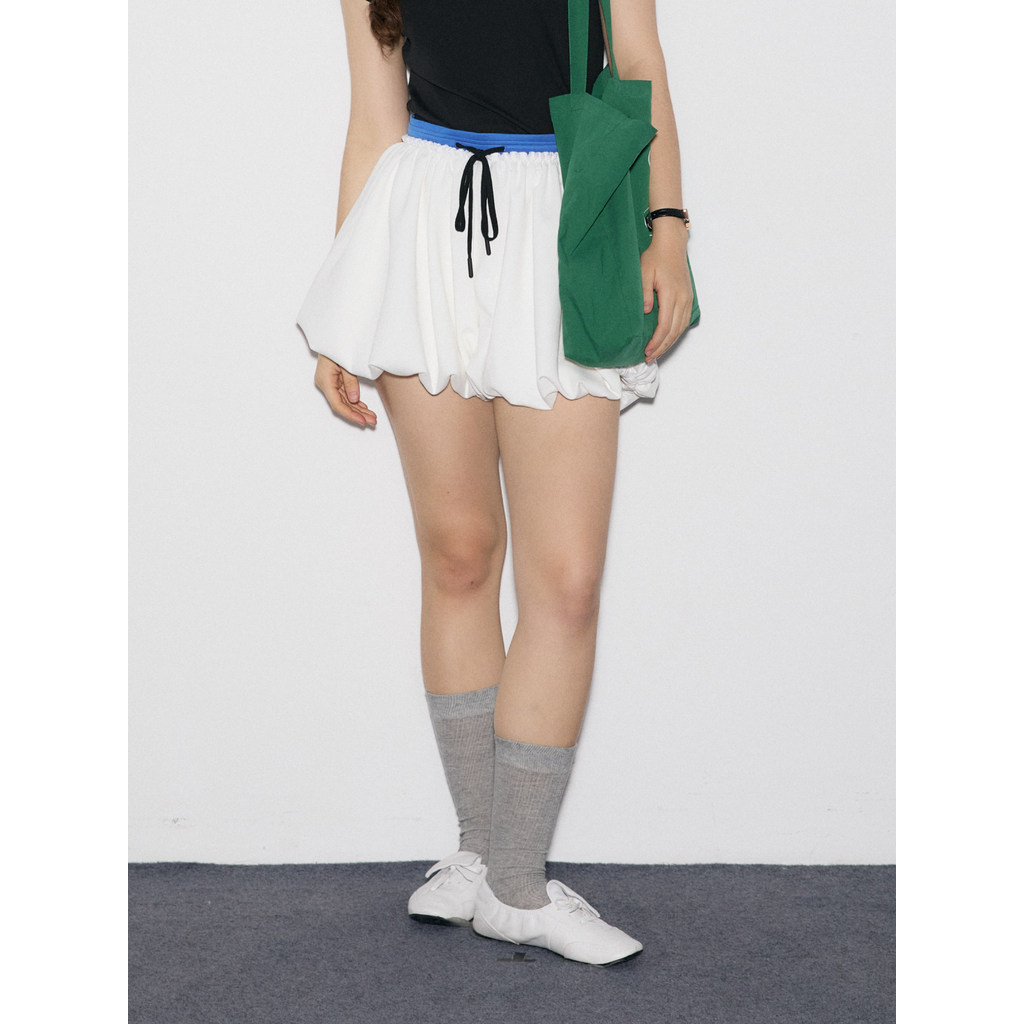 【demi et demi】chân váy chữ a che bụng Nữ chân váy xếp ly ngắn quần giả váy kiểu dây rút