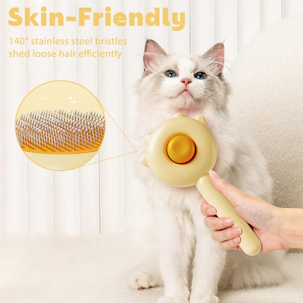 Cat Hair Brush Self Cleaning Non-Slip Tangled Hair Slicker Brush Cat Brush for Shedding Slicker Brus