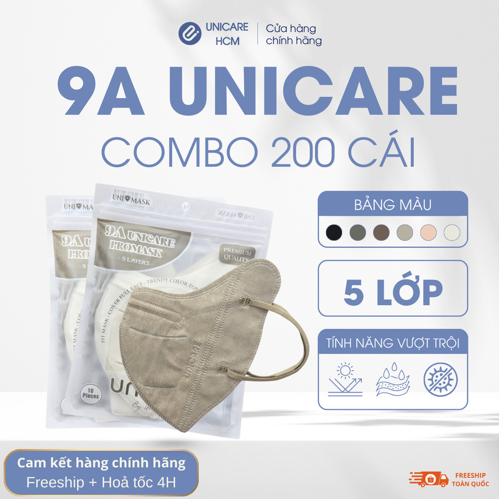 Khẩu trang 9A UniMask chính hãng cao cấp, che kín mặt, chống UV