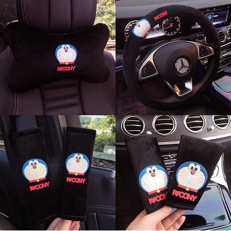 Pokonyan Car Interior Headrest Lumbar Pillow Car Safety Belt Shoulder Sleeve Gear Shift Knob Cover C