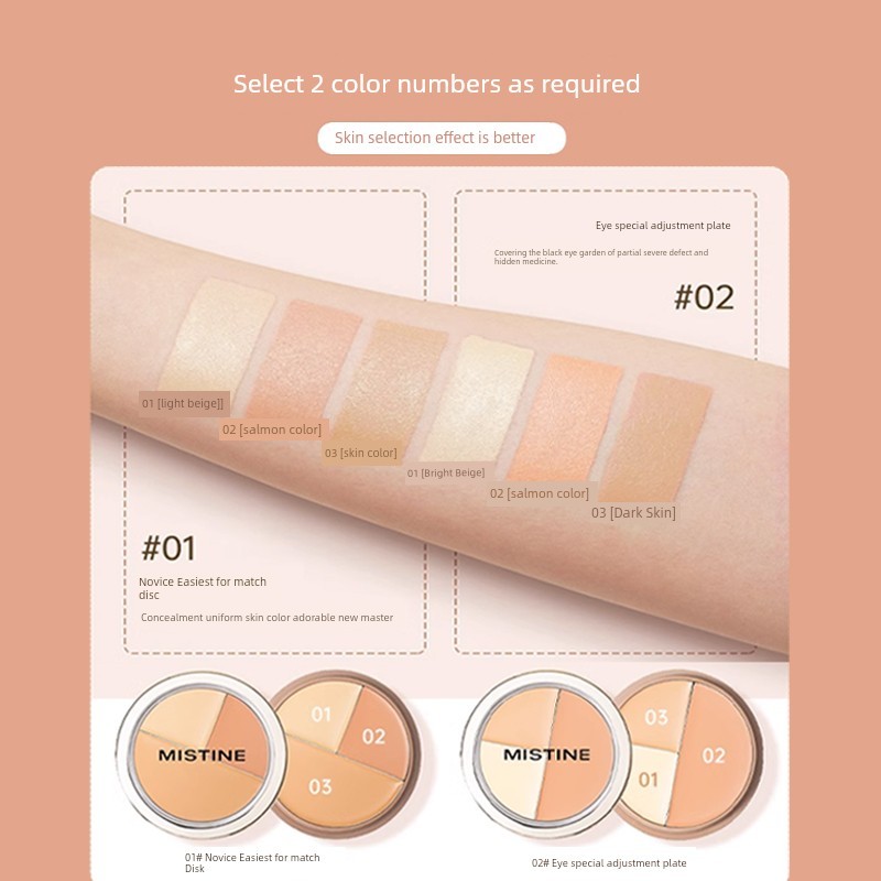 Mistine Mistine Tricolor Concealer Cover Spots Face Dark Circles Tattoos Mistine Concealer Palette