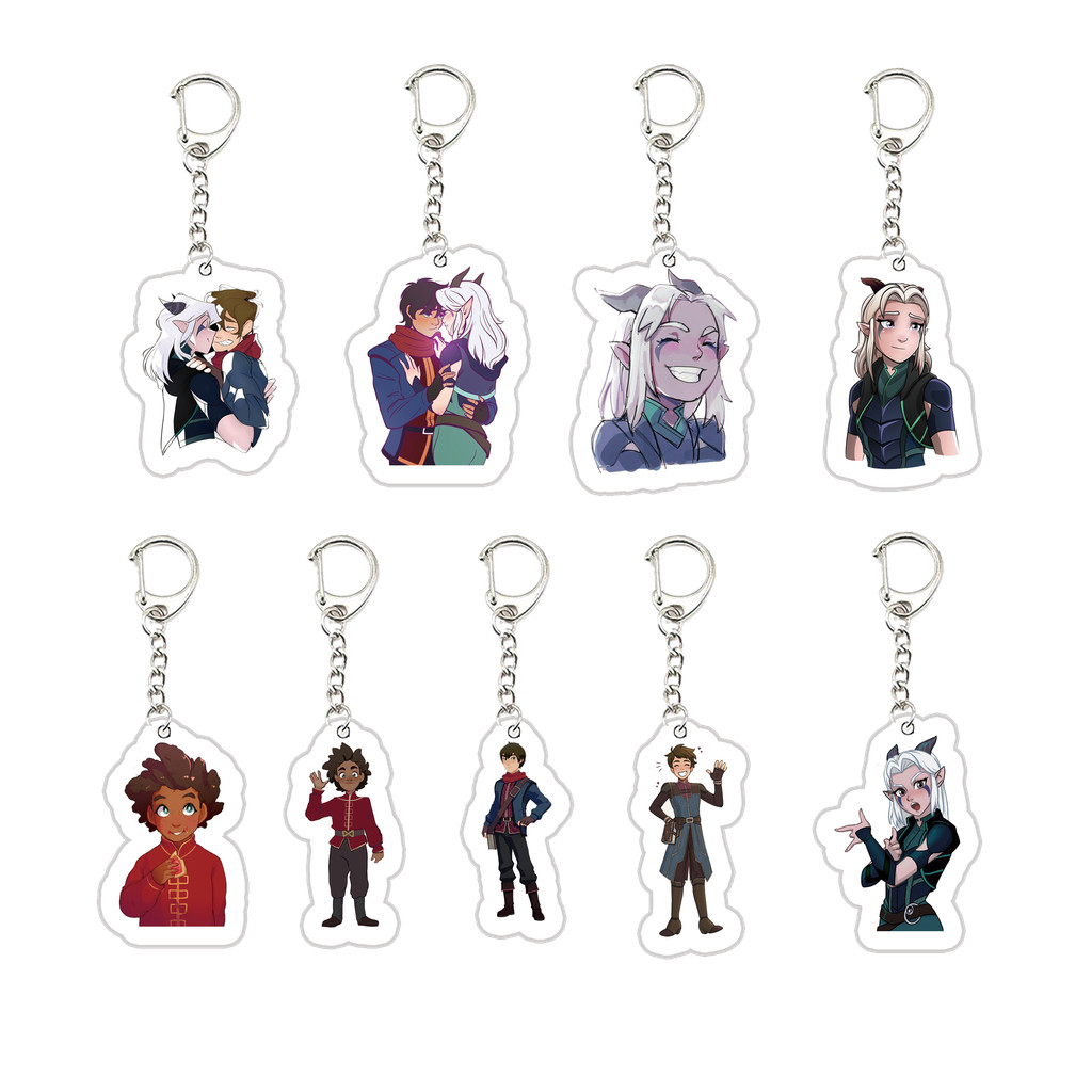 Acrylic The Dragon Prince Keyring Key Chains Cute The Dragon Prince KeyChain Pendant KeyRing for Acc