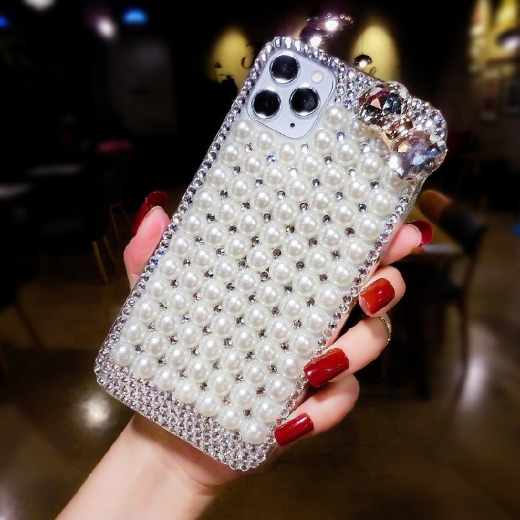 Ốp lưng kim cương giả 15promax Vỏ điện thoại iPhone11 XR với Pearl 12 13pro Vỏ bảo vệ i15 i14 Plus V