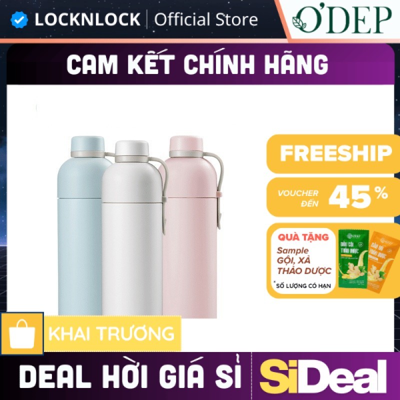 Bình giữ nhiệt LocknLock 490ml Chính hãng màu Pastel hiện đại, có quai xách, giữ nhiệt lâu LHC4267 -