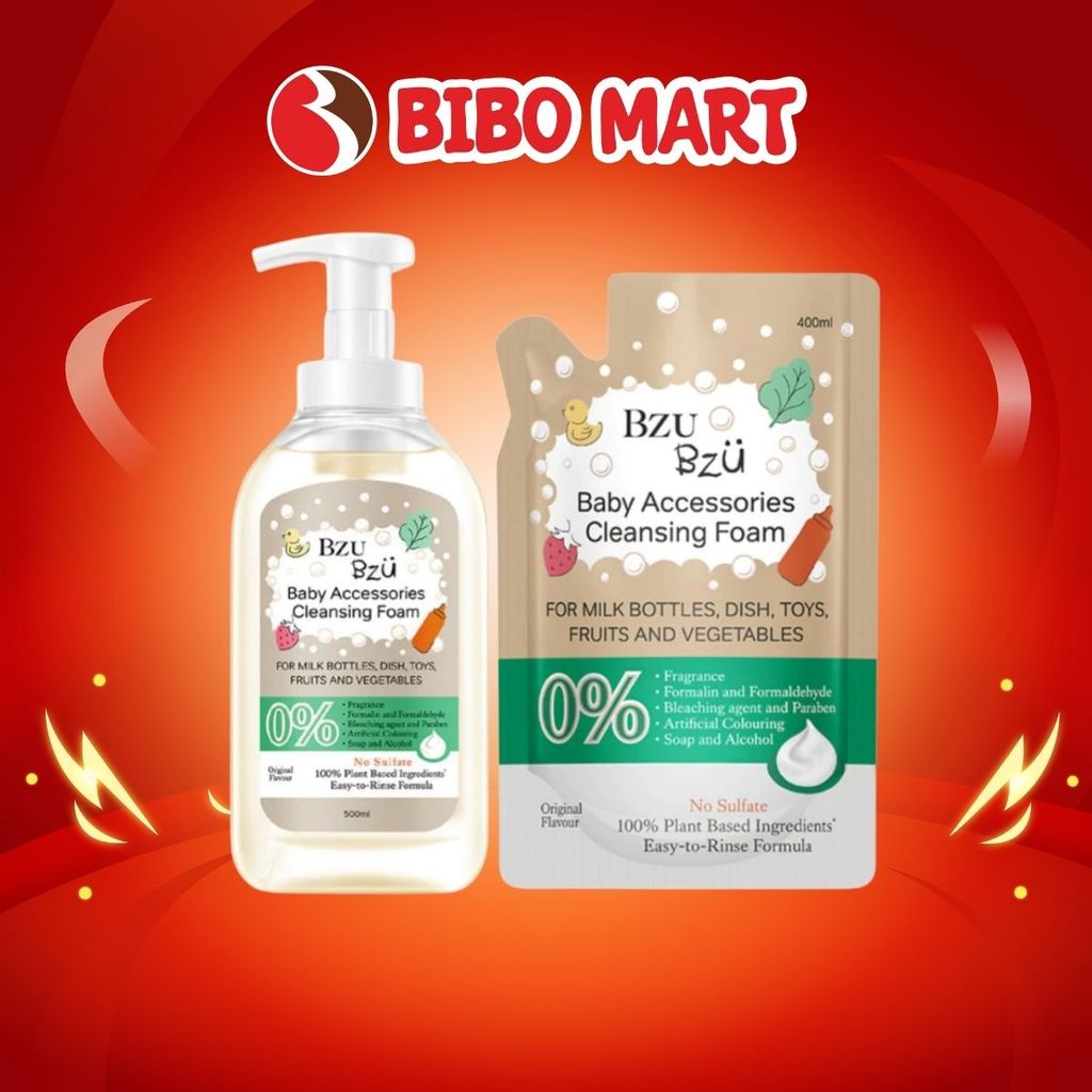 Nước Rửa Bình Sữa Và Đồ Dùng Em Bé BZU BZU Không Mùi Dịu Nhẹ An Toàn - Bibomart