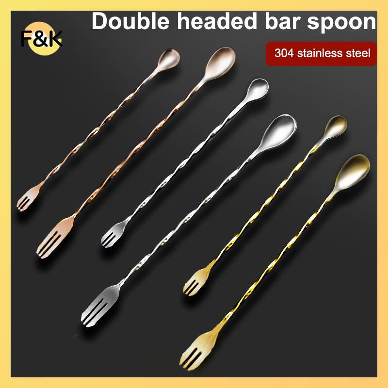 F & K Cotail Muddler Và Muỗng Trộn, Thép không gỉ Cotail Muddler Home Bar Bartender Tool Barware Set