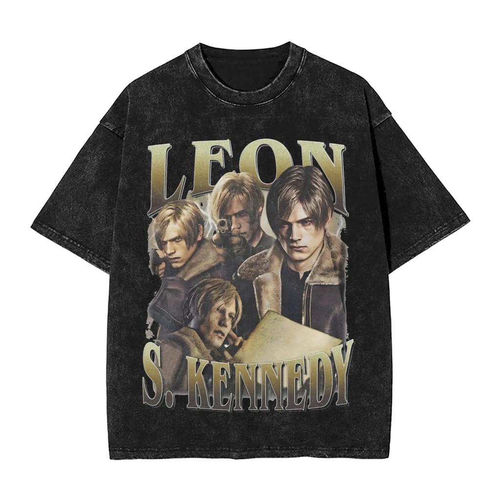 Áo thun ngắn tay Cotton 100%, thiết kế Leon S. Kennedy Resident Evil
