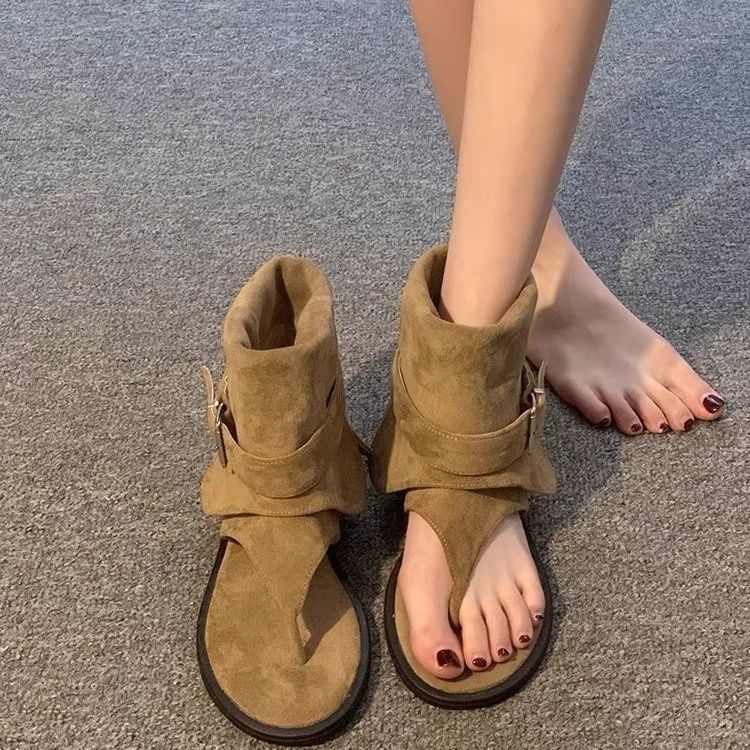 Giày Boot Nữ Boot Nữ Cá Tính Da Lộn Cổ Thấp Khóa Kéo Thời Trang Dễ Phối Đồ