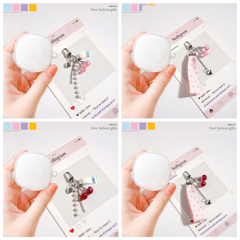 Ins cherry keychian Dành Cho Baseus E19 E20 WM01 WM02 E16 E17 E18 E12 Ốp Lưng Silicon Trong Suốt Tai