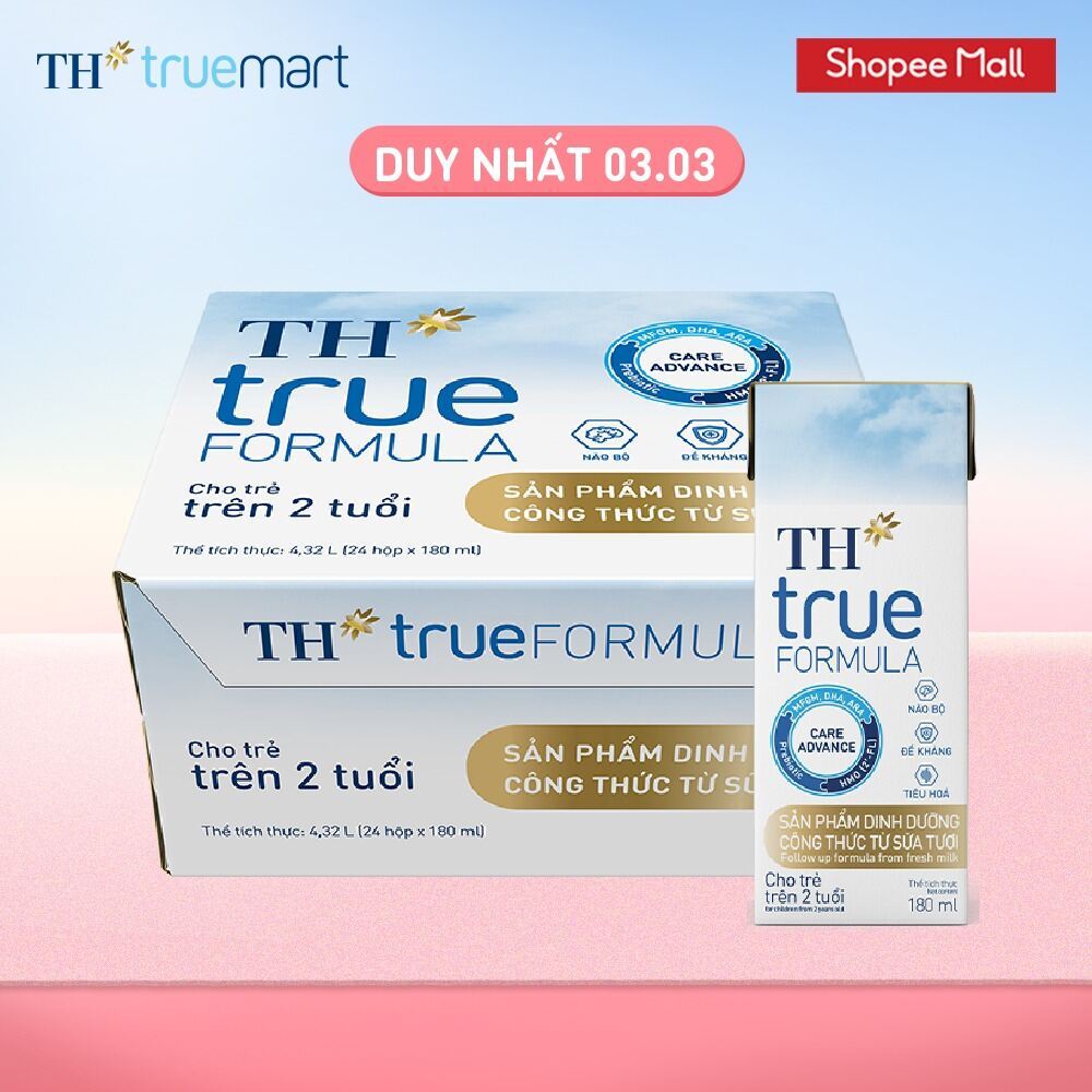 Thùng Sản phẩm Dinh Dưỡng Công Thức TH true FORMULA milk 180ml Dành Cho Trẻ Trên 2 Tuổi (24 Hộp)