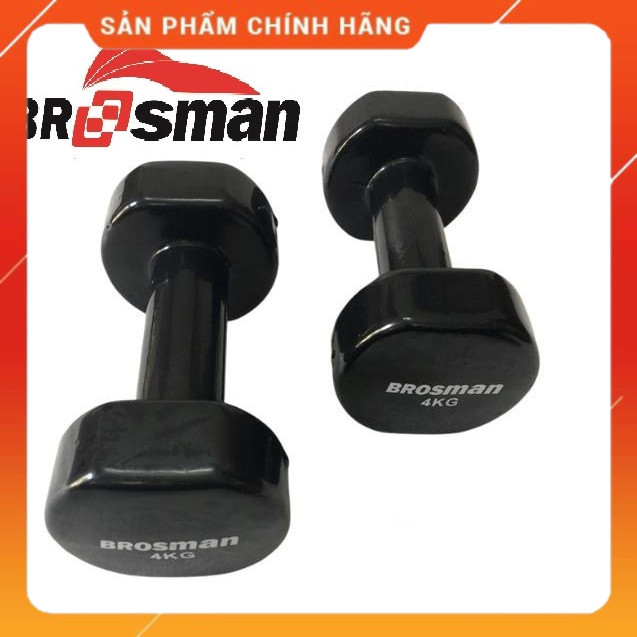 {Chính Hãng} Tạ tay 4Kg Brosman nhập khẩu  cao cấp,Tạ sắt nguyên khối bọc cao su kg, tạ lõi sắt 4kg,