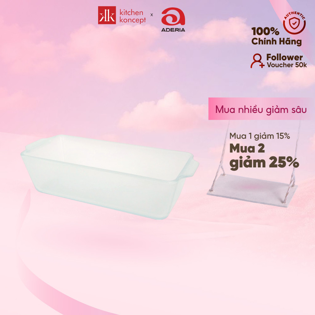 Aderia - Cera Bake - Khay nướng bánh hình chữ nhật sâu lòng - 0.8L