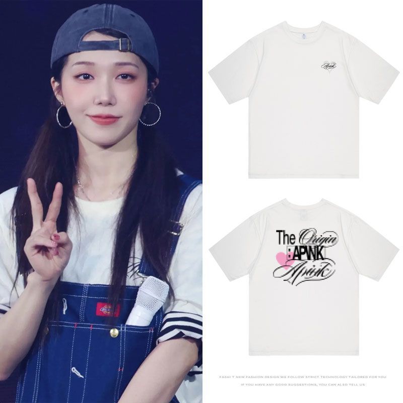 Kpop Apink 2026 Nguồn Gốc APINK Cổ Tròn Cotton T Tay Ngắn Áo Nam / Nữ Cặp Đôi Áo Sơ Mi Ngắn