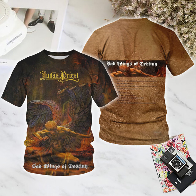 Áo Thun Judas Priest Nam 3D In, Cổ Tròn, Tay Ngắn Trend Y2K