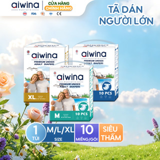 Tã quần người lớn Aiwina siêu thấm hút size M/L/XL túi 10 miếng