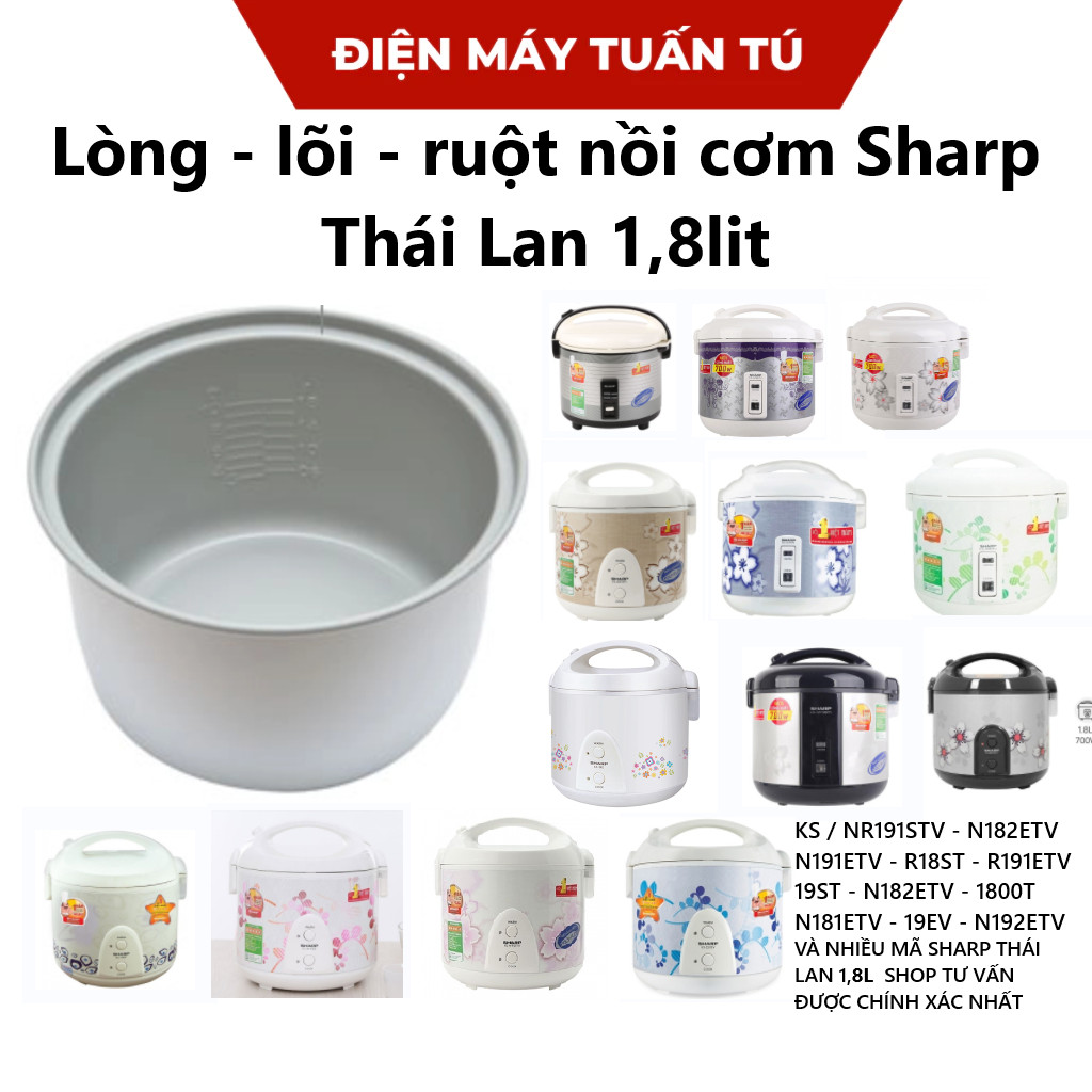 Lòng nồi cơm điện  SHAP 1.8 lít model NR191STV / R18ST / N182ETV / R19S / N191ETV / N192ETV / N181ET