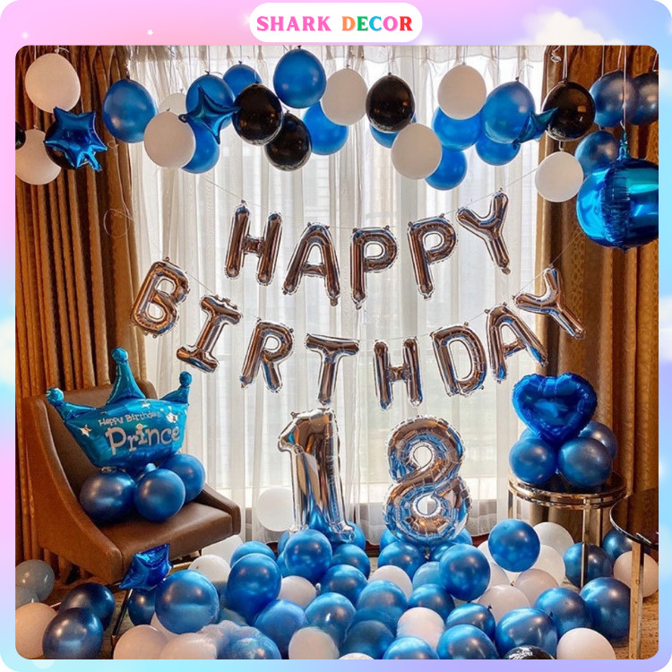 Combo Bóng Bay Trang Trí Sinh Nhật Màu Xanh MT560