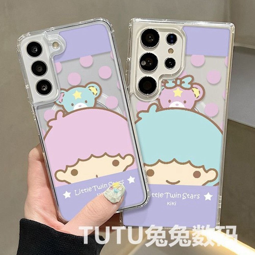 Ốp điện thoại chống sốc từ tính hoạt hình nữ tính Little Twin Stars cho Samsung Galaxy S26 Ultra S25