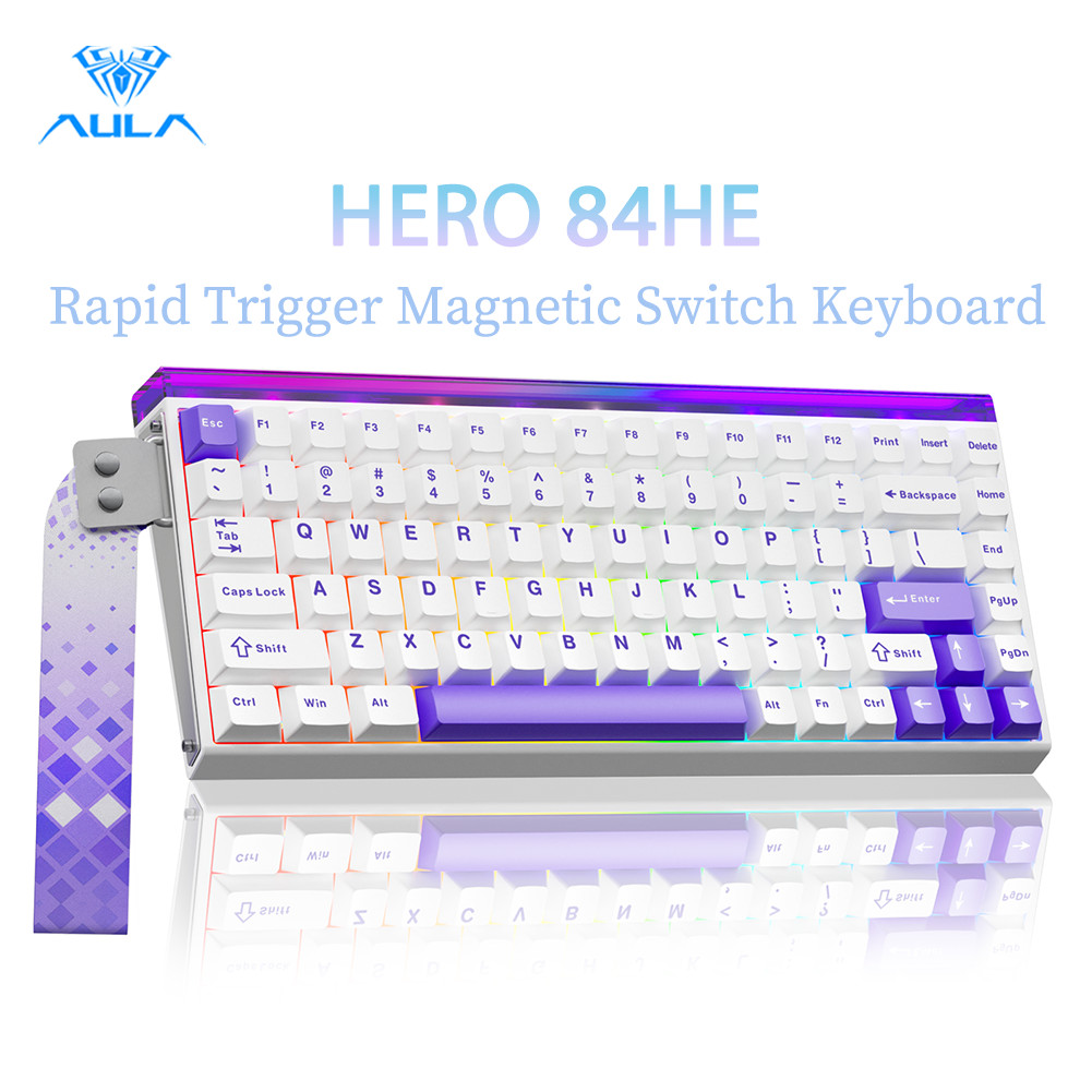 Bàn phím cơ từ tính AULA HERO 84HE RT0.01 8Khz có dây có hộp đèn RGB Bàn phím có độ trễ thấp