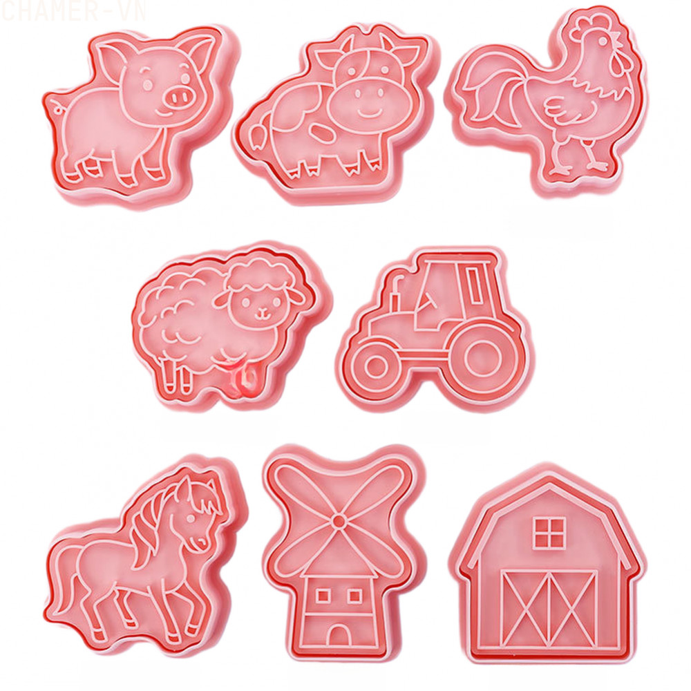 【CHAMER】8 Piece Farm Animal Cookie Cutter Set Adorable Baking Tools Biscuit Cutter【HomeLiving】