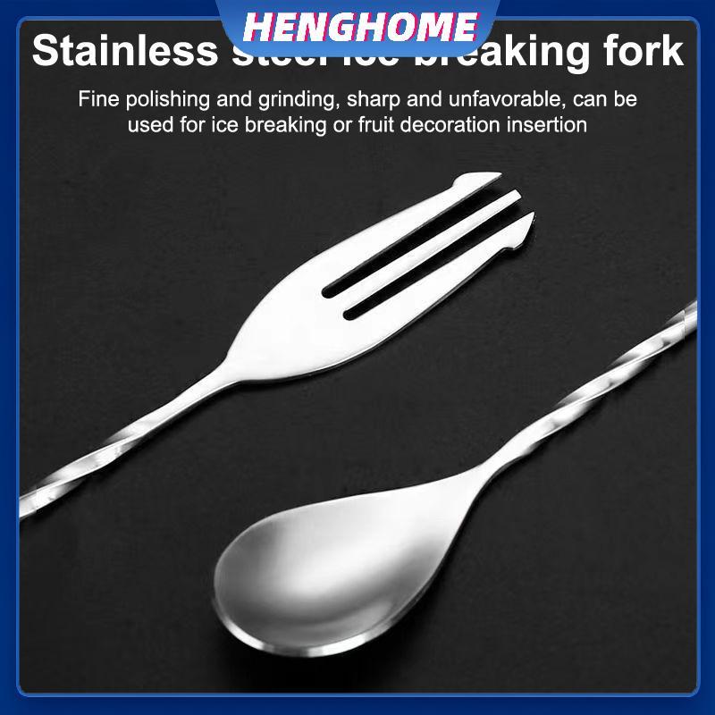 HENGHOME Cotail Muddler Và Muỗng Trộn, Thép không gỉ Cotail Muddler Home Bar Bartender Tool Barware 