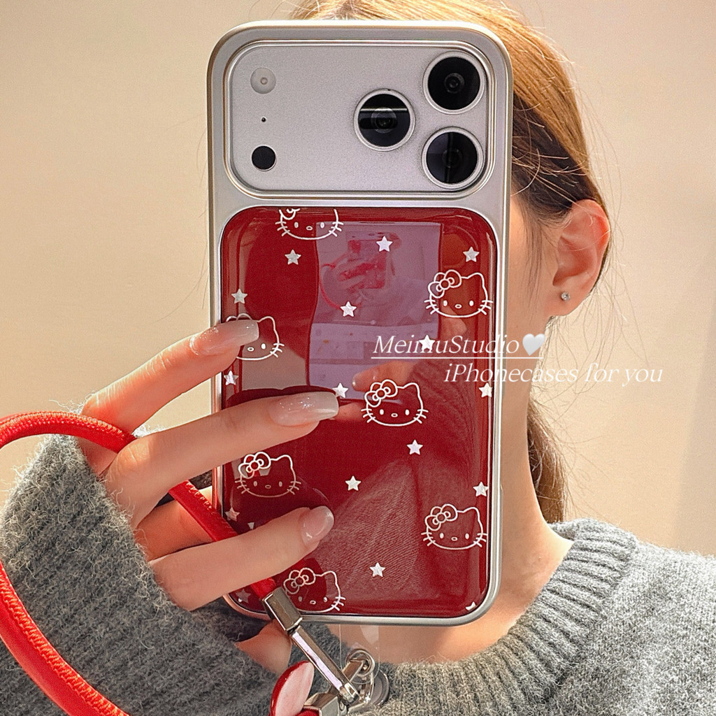 Meimu Năm Mới Lễ Hội Đường Màu Đỏ Mèo Thích Hợp Cho iphone17 Vỏ Điện Thoại Apple 16promax Phong Cách