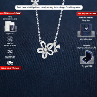 Dây chuyền bạc Ý S925 mặt Nơ Hoa  Asimi, Dây chuyền bạc nữ lung linh tinh tế Twinkle Blossom DC64