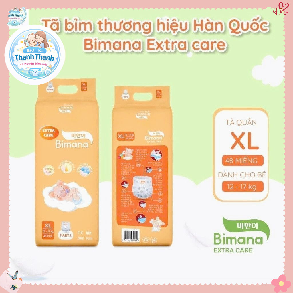 Tã/Bỉm Dán/Quần BIMANA EXTRA CARE Thấm Hút Tốt, Đủ Size Thấm hút tốt
