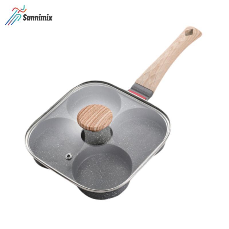 Nồi chiên chảo trứng có nắp trong suốt Máy làm chống dính tay cầm dài