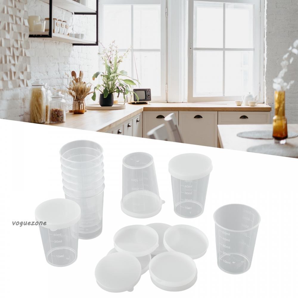 #VOGUEZ#Premium 10 Pack of Lightweight Plastic Measuring Cups with Graduations and Lids