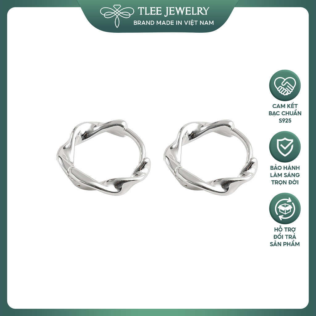 Bông tai TWISTED tròn bạc TLEE JEWELLY B0114 dành cho nữ