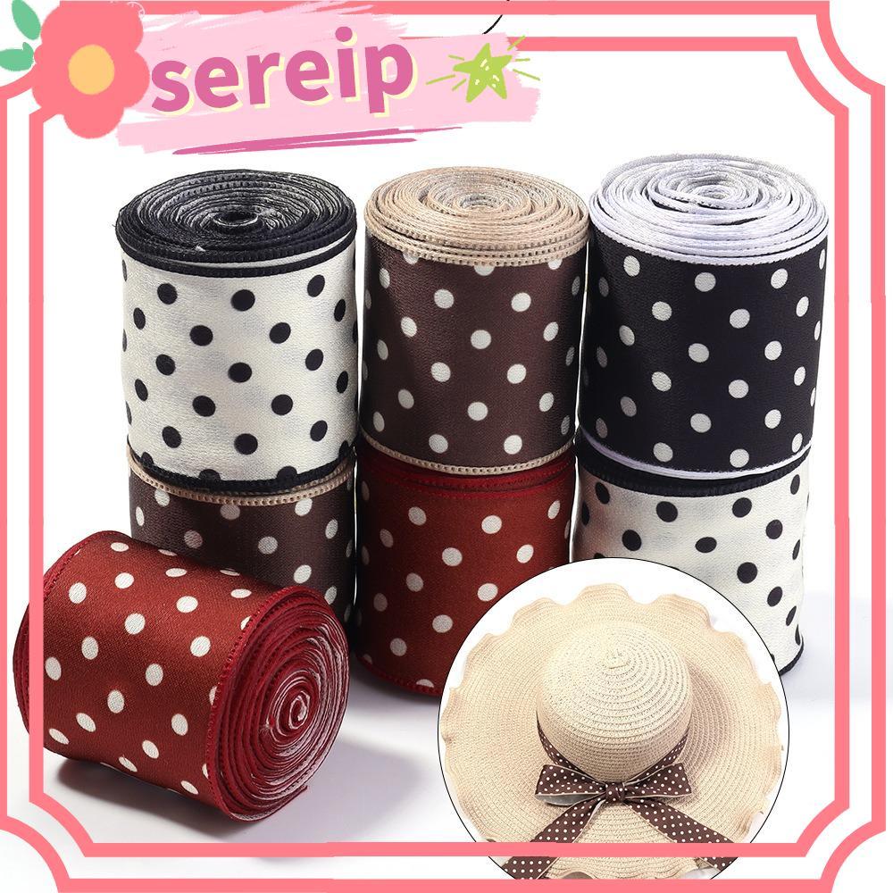 SEREIP Chấm Bi Ruy Băng, Ruy Băng In Chiều Rộng 40 Mm Polyester, Chấm Bi Trang Trí In 3 Sân DIY Ruy 