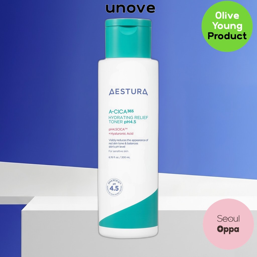 [aestura] A-CICA365 Hydrating Relief Toner pH4.5, 200ml, 1 cái / Mực Hàn Quốc / Công thức cân bằng p