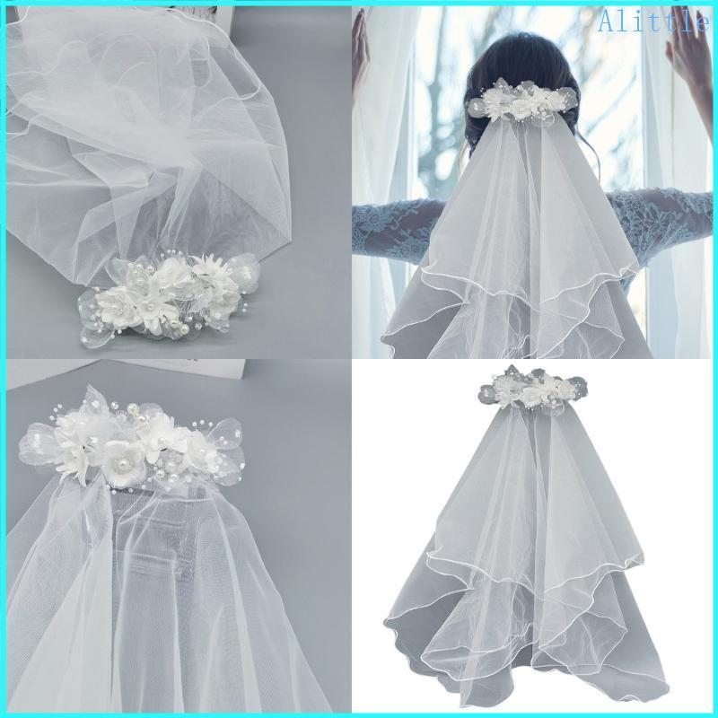 Phụ kiện cưới Alia - Veil hai lớp ngọc trai kèm lược