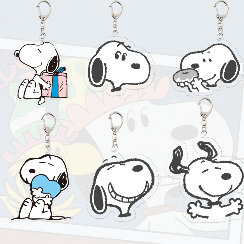 Acrylic Snoopy Keychain Student Cosplay Hanging Decor Boy Cute Anime Cartoon Bag Christmas Pendant C