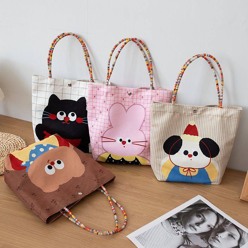 New Handbag Ins Cute Satchel Student Lunch Box Handbag for Work and Going out Hand Bag F6Hc