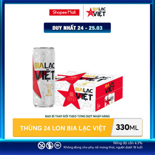 Nồng Độ Cồn 4.3% - Thùng 24 Lon Bia Lạc Việt 330ml