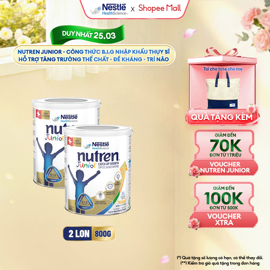 Bộ 2 Sữa Bột NESTLÉ NUTREN JUNIOR Thụy Sĩ Với Công Thức BIG Hỗ Trợ Tăng Trưởng Cho Bé 800G
