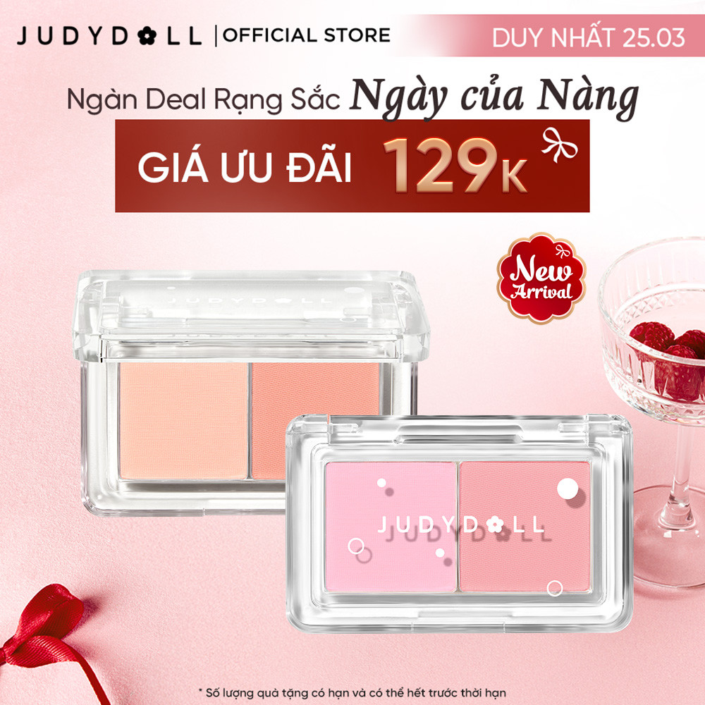 [MỚI] Phấn Má Hồng 02 Ô JUDYDOLL Dual Color Blush Mịn lì Chuẩn Màu Dễ Tán Bắt sáng lì 3,9g