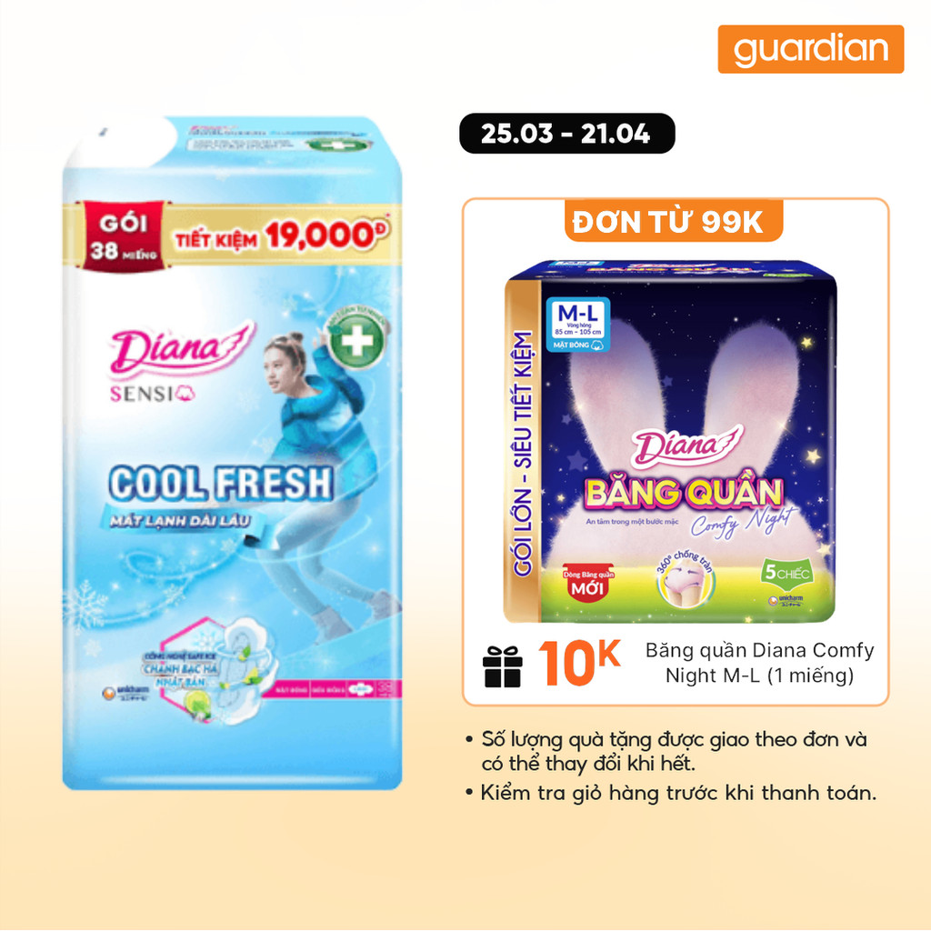 Băng Vệ Sinh Diana Sensi Coolfresh Siêu Mỏng Cánh 38 Miếng | Guardian Việt Nam
