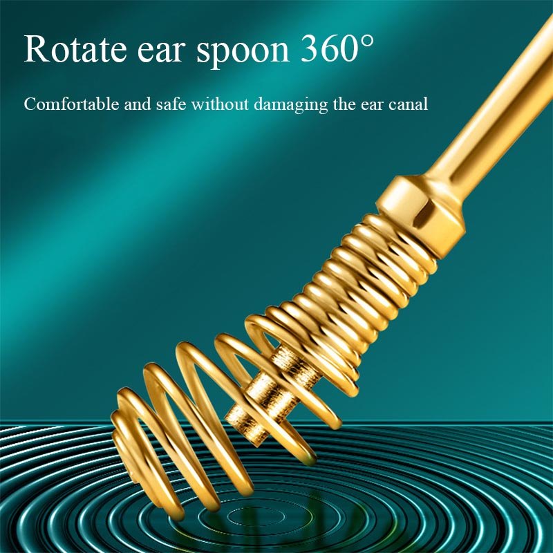 ChicPop Thép không gỉ Que ngoáy tai Lò xo Hai đầu Que ngoáy tai Que ngoáy tai Mát-xa Xoắn ốc