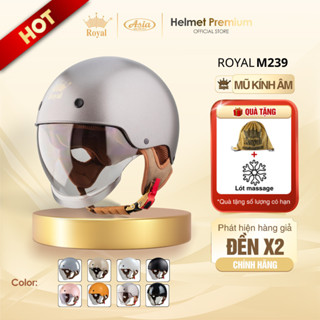 Mũ Bảo Hiểm Nửa đầu Kính Âm Royal M239, Nón Bảo Hiểm Chính Hãng Nam Nữ Kính Màu Trà, Chống Nắng