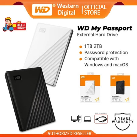 Western Digital HDD (1TB/2TB) Ổ cứng di động ngoài cho Laptop/PC-Hàng chính hãng-Bảo hành 5 năm
